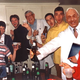 University of Massachusetts researchers Dr. Albert Greaves (fourth from left) and Dr. James Podriewski (second from right) gather data on binge drinking.